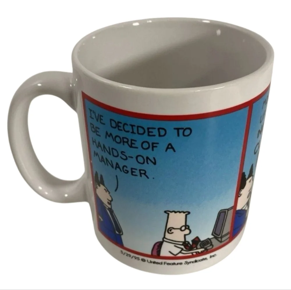 Vintage 1995 Dilbert Coffee Mug Cup Funny Humor Scott Adams Oz - Picture 3 of 6